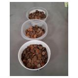 3 plastic containers filled collection  U.S. coins