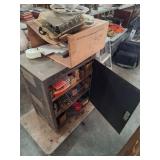 vintage industrial storage cabinet w/ contents