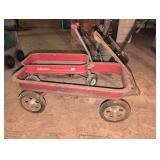 Vintage red wagons, miniature and regular