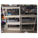 2 plastic utility shelves