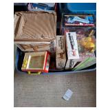 Container of vintage toys