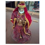 vintage fabric Wise Man nativity figurine,