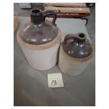 2 Antique glazed stoneware whiskey jug or crock