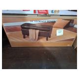 dark brown faux leather rectangular storage bench