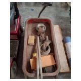 Vintage red metal pull wagon, Radio Flyer