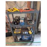 Plastic utility shelf with contents