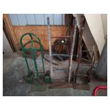 ollection of metal hand trucks, dollies
