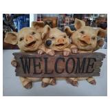 Pigs on a Welcome Log Garden Statue