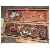 Vintage Metal & Wood Carpenter Tool Chest w/ Tools