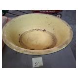Vintage oval yellow enamelware wash basin