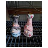 Porcelain snowman taper candlestick holders