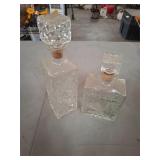 Vintage clear glass decanters or whiskey bottles