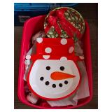Container of christmas glassware
