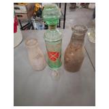 Vintage green glass liquor decanter,