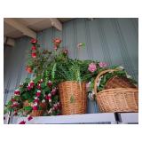 Artificial flowers and baskets
