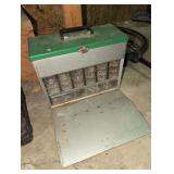 Metal toolbox garage organizer with tiny drawers