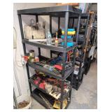Plastic utility shelf with contents, tools, etc