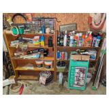 Contents of 2 shelves, tools, Etc