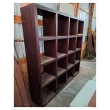 Large 16-cubby wooden storage shelf