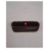 Hickok Valet pocket grooming brush leather case