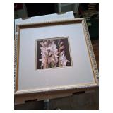 Framed artwork vintage floral titled 'Pinks'