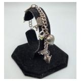 Sterling Silver Multi Charm Bracelet 23 grams