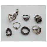 Sterling Silver Rings Pendants FOR REPAIR 50.9gr