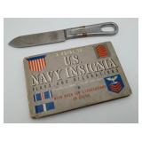 WWII Us Army Mess Kit Knife & Navy Insignia Book