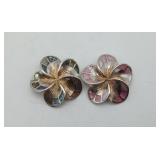 Sterling Silver Abalone Flower Pendants 21.7 Grams