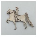 Sterling Silver English Horse Rider Brooch 15.8gms