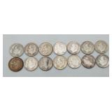 14 silver Dimes Eisenhower 1950's-64 Coins