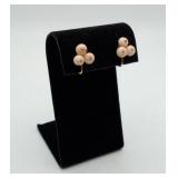 14k Gold Screwback Angel Silk Coral Bead Earrings