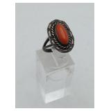 Silver Coral Ring NOT MARKED STERLING