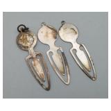 3 Sterling Silver Clip on Bookmarks 6.5 grams