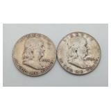 1954 Ben Franklin Half Dollars US Coins 2 total