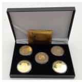 Set of Five 24K Gold Plated Trump Coins Coin