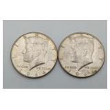 1964 Silver Half Dollar Kennedy 2 US 50 Cent Coins