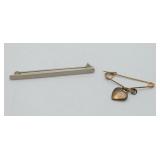 Sterling Silver Bar Pin & Safety Pin Brooch 5.4grm