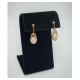 14k Gold Opal Diamond Earrings