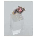 10KT Gold Tanzanite & Pink Sapphire Ring