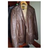 Cresco LONG Brown Leather Jacket Coat SZ 52