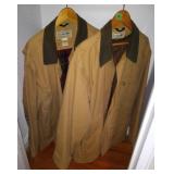 2 LL Bean Flannel Lined Canvas Field Coat SZ L&XL