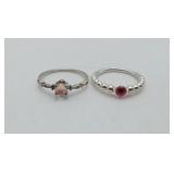 Sterling Pandora Pink Birthstone Ring & Moonstone