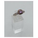 14k Gold  Sterling Silver Amethyst Ring