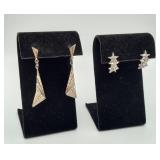 2 Sterling Silver Earring STARS & Abstract 10 grm