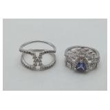Tanzanite & CZ LAB CREATED Rhodium Plated Rings
