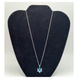 Bomb Party Teardrop Blue Opal CZ Necklace NOT STER
