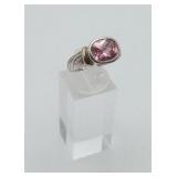 Sterling Silver Gold Accent Pink Stone Ring