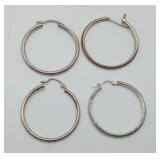 2 Sets Sterling Silver Hoop Earrings