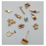 Gold Filled & other Charms Bike Trap Phone 12pcs